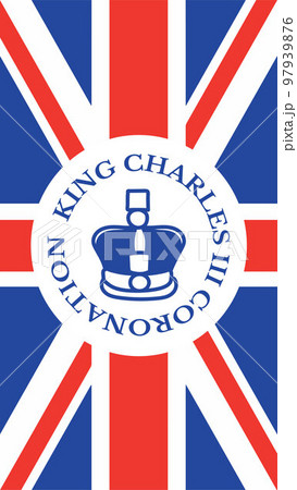 Poster for King Charles III Coronation with British flag vector illustration.  97939876