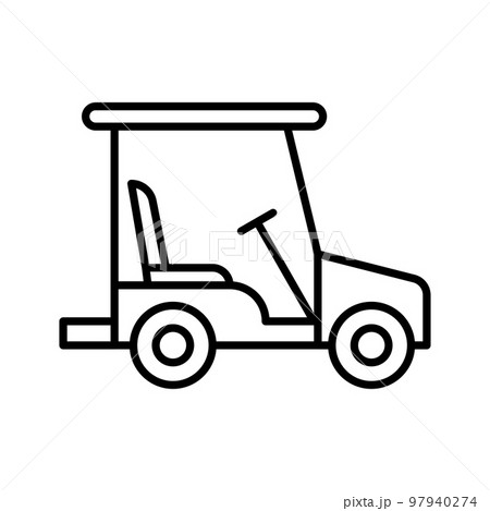 Electric golf cart icon. Transportation golf cart pictogram isolated on a white background. Electric golf cart icon. Transportation golf cart pictogram isolated on a white background. 97940274