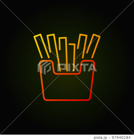 French fries colored icon - vector potato fries outline sign 97940284
