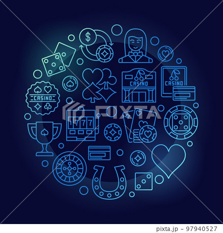 Blue casino line illustration 97940527
