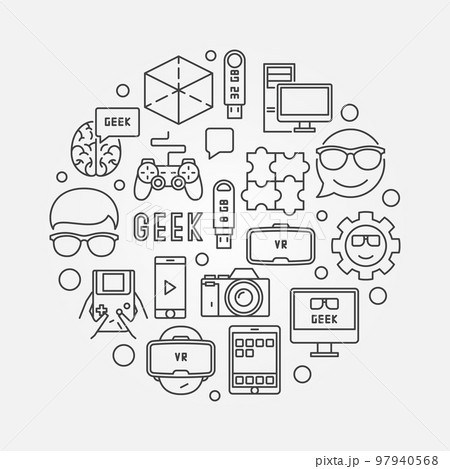 Round geek vector illustration Round geek vector illustration 97940568