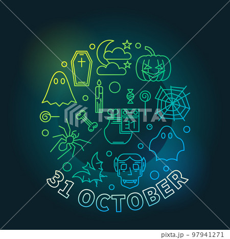 31 October Holiday round colorful line vector illustration 97941271