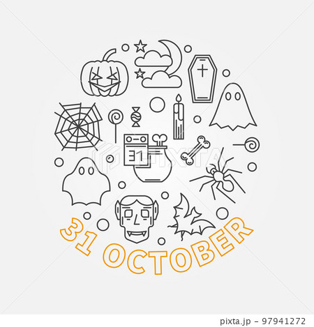 31 October Holiday round outline vector illustration 97941272