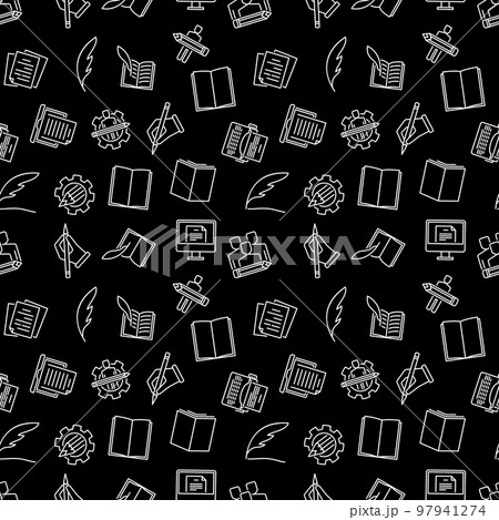 Writing and Copywriting vector dark seamless pattern 97941274
