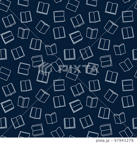Vector books seamless pattern in thin line style 97941279