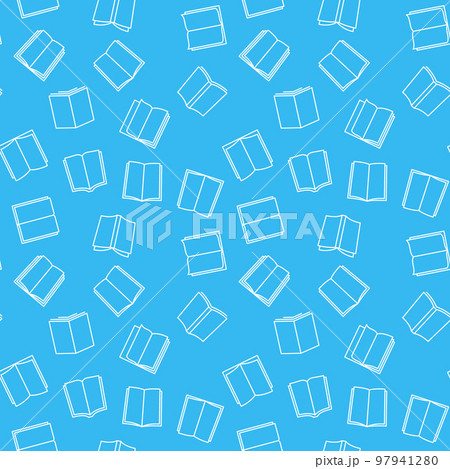 Vector books blue seamless pattern in thin line style 97941280