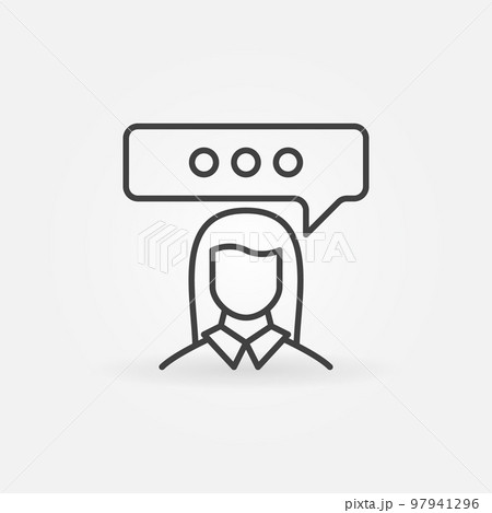 Woman with speech bubble line icon 97941296