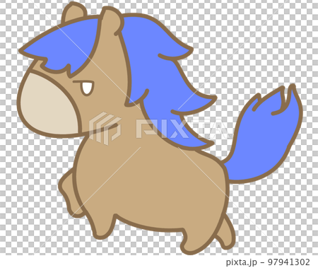 藍色鬃毛的可愛馬 藍色鬃毛的可愛馬 97941302