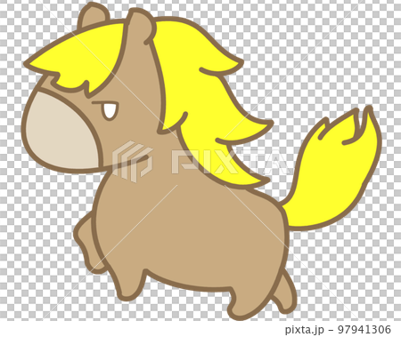 黃色鬃毛的可愛馬 黃色鬃毛的可愛馬 97941306