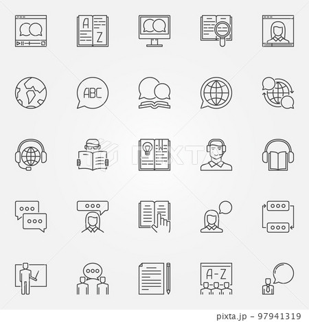 Language learning outline iconsのイラスト素材 [97941319] - PIXTA