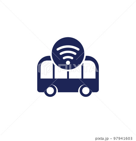autonomous shuttle bus icon on white autonomous shuttle bus icon on white 97941603