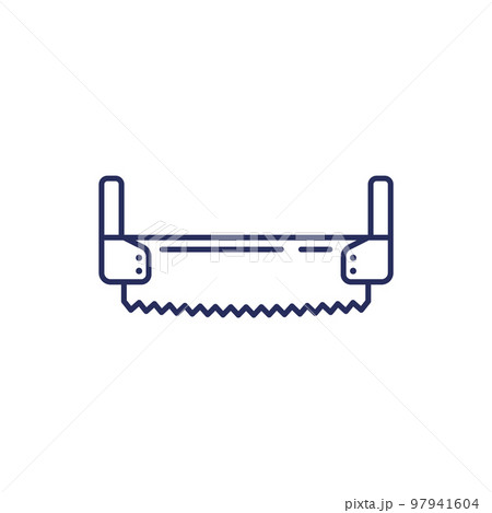 two-man saw line icon on white two-man saw line icon on white 97941604