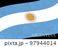 Drawing of the Argentina flag, space for text or images. 97944014