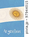 Drawing of the Argentina flag, space for text or images. 97944015