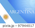 Drawing of the Argentina flag, space for text or images. 97944017