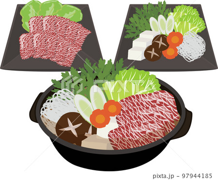 すき焼き　肉皿　野菜皿付き 97944185