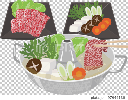 Shabu-shabu meat plate with vegetable plate 97944186
