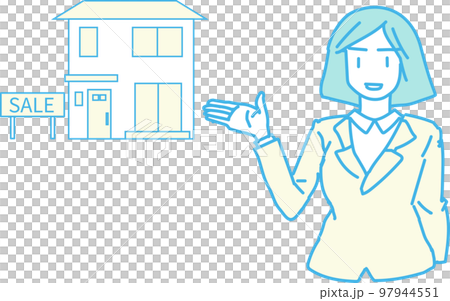 Sales woman who guides detached house real estate 97944551