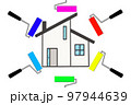 住宅とカラフルな塗装ローラー 97944639