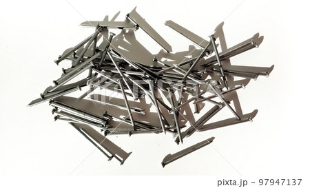 Lots of big new hobnails a hardware stand on hats close-up Light and shadow. Lots of big new hobnails a hardware stand on hats close-up Light and shadow. 97947137