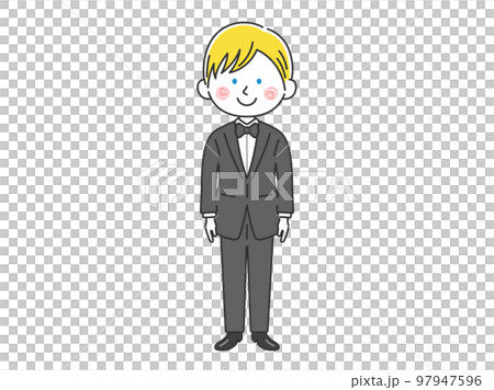 黒色のタキシードを着た、白人男性のイラスト 黒色のタキシードを着た、白人男性のイラスト 97947596