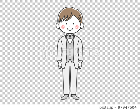 白色のタキシードを着た、若い男性のイラスト 97947604