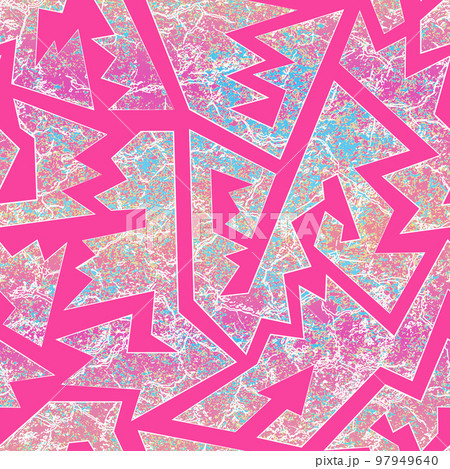 Pink geometric seamless pattern with grunge texture. 97949640