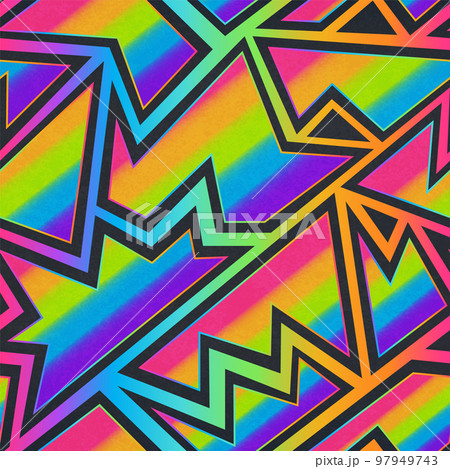 Abstract rainbow geometric seamless pattern. Abstract rainbow geometric seamless pattern. 97949743