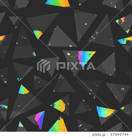 Abstract triangle seamless pattern with colored grunge texture. Abstract triangle seamless pattern with colored grunge texture. 97949744