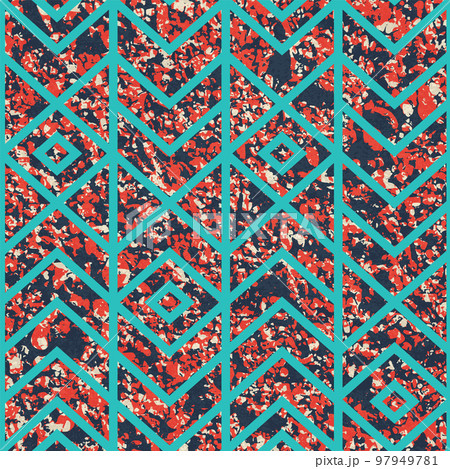 Ancient geometric seamless pattern with grunge texture. Ancient geometric seamless pattern with grunge texture. 97949781