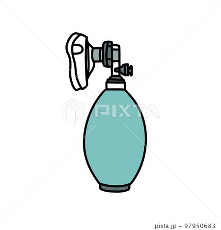 bag valve mask doodle icon, vector color line illustration 97950683