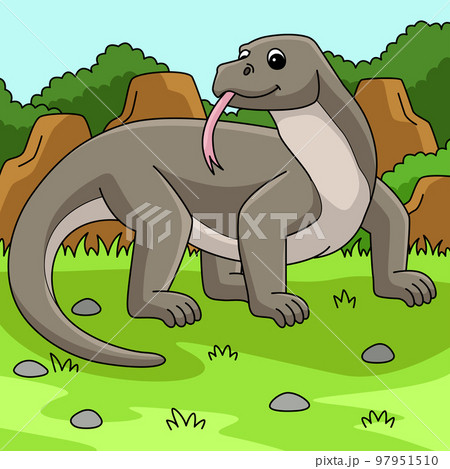 Komodo Dragon Animal Colored Cartoon Illustration - Stock Illustration  [97951510] - PIXTA