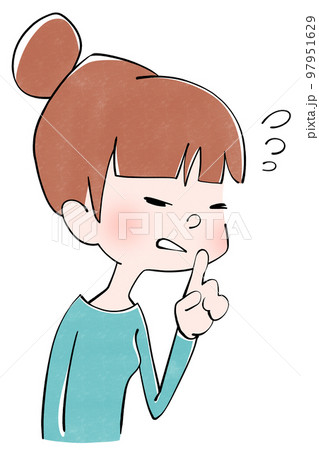 焦りながらしーっをする女性のイラスト 97951629