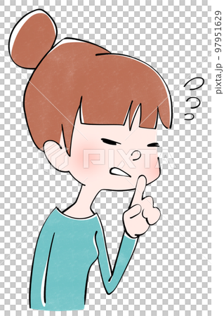 焦りながらしーっをする女性のイラスト 97951629