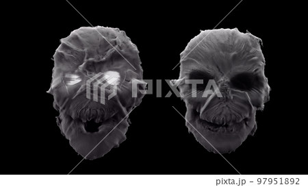 3d render smoke skull with glowing eyes with alpha channel 97951892