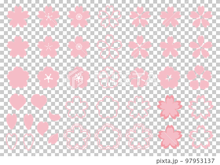 Set of cherry blossom marks of various shapes 97953137