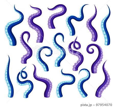 Set Of Purple Tentacles. Octopus. Twisted Limbs...のイラスト素材 [97954070 ...