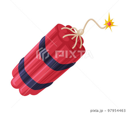 Red Dynamite Tied with Burning Wick as Wild...のイラスト素材 [97954463] - PIXTA