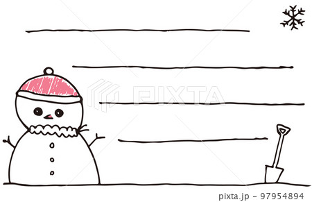雪だるまのメッセージカードのイラスト素材 [97954894] - PIXTA