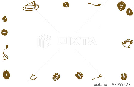 喫茶店のフレームのメッセージカードのイラスト素材