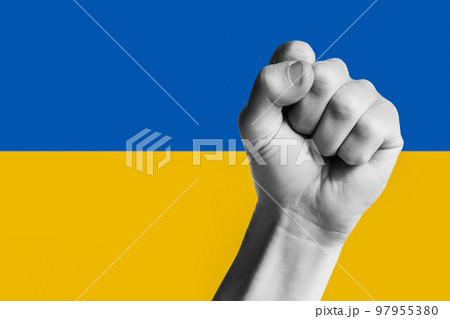 black and white hand clenched into fist 97955380