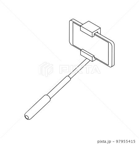 自撮り棒ななめ線画 自撮り棒ななめ線画 97955415