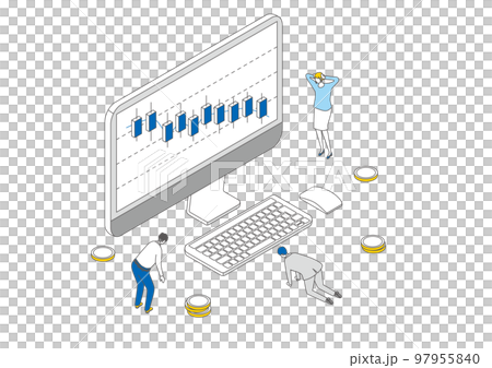 Isometric_Simple_People who are sad because the stock price is falling 97955840