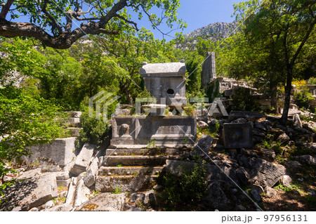 Ruins of the termesos ancient city Tripolis. Northeast necropolis. Turkey Ruins of the termesos ancient city Tripolis. Northeast necropolis. Turkey 97956131