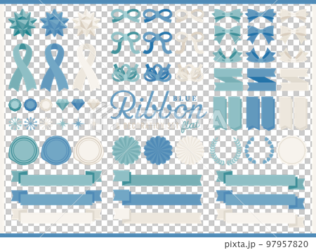 リボンセット_青フラット157 リボンセット_青フラット157 97957820