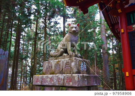 三峯神社　神社　秩父三社　随身門　表参道　仁王門　オオカミ　犬神　狛犬 97958906