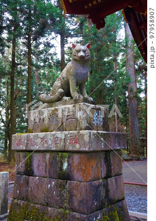 三峯神社 神社 秩父三社 随身門 表参道 仁王門 オオカミ 犬神 狛犬の写真素材 [97958907] - PIXTA