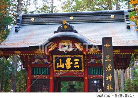 三峯神社 神社 秩父三社 随身門 表参道 仁王門 オオカミ 犬神 狛犬 三峯神社 神社 秩父三社 随身門 表参道 仁王門 オオカミ 犬神 狛犬 97958917