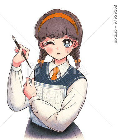 アイディアが浮かばない…ネームを抱えた美少女同人作家 97959103