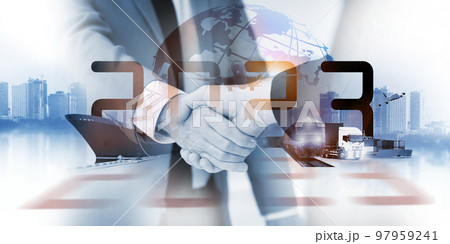 2023 year as new of logistics , business of world logistic network distribution and Logistics Industrial Container Cargo freight ship for Concept of fast or instant shipping 2023 year as new of logistics , business of world logistic network distribution and Logistics Industrial Container Cargo freight ship for Concept of fast or instant shipping 97959241